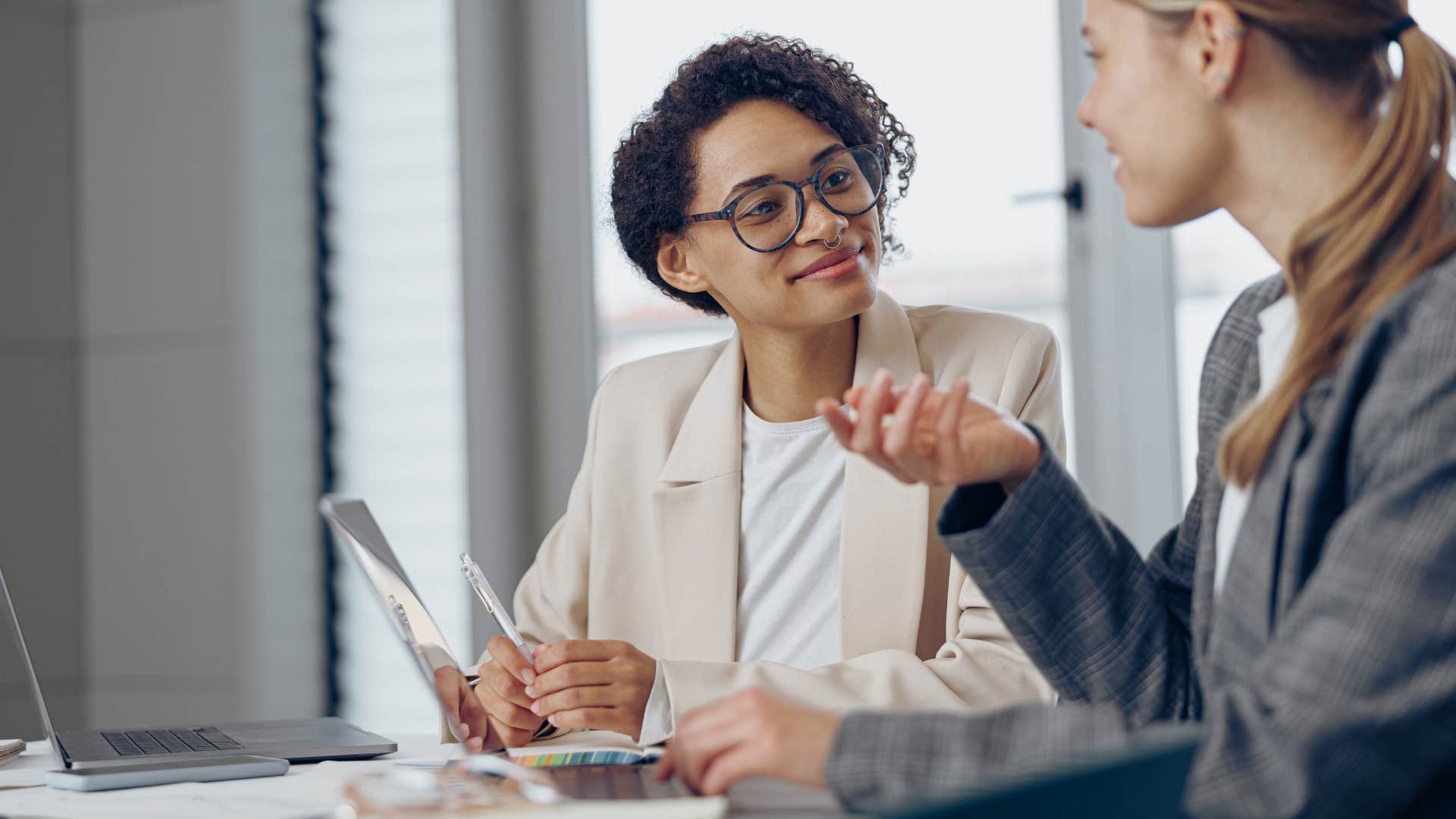 woman asking what her co-worker thinks