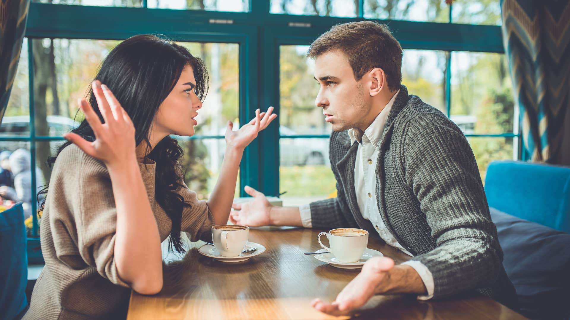 couple arguing as woman complains about the food and experience at resturant