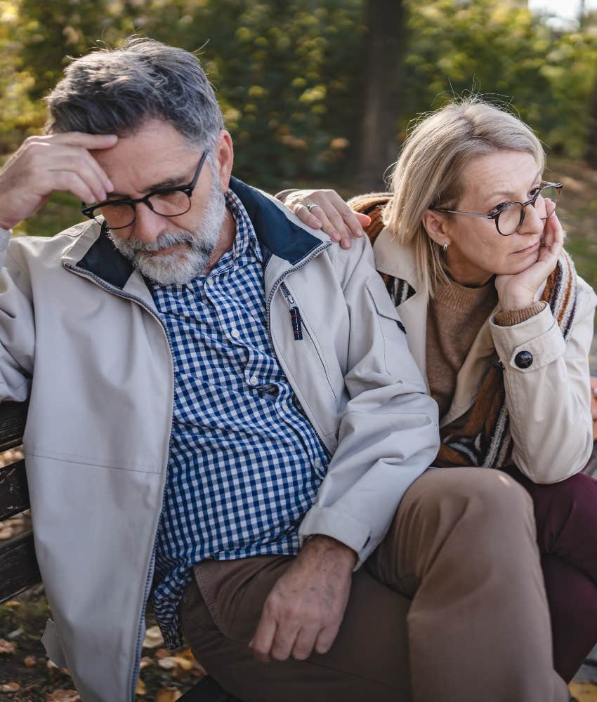 Unhappy couple think about timeline showing how to fight fair