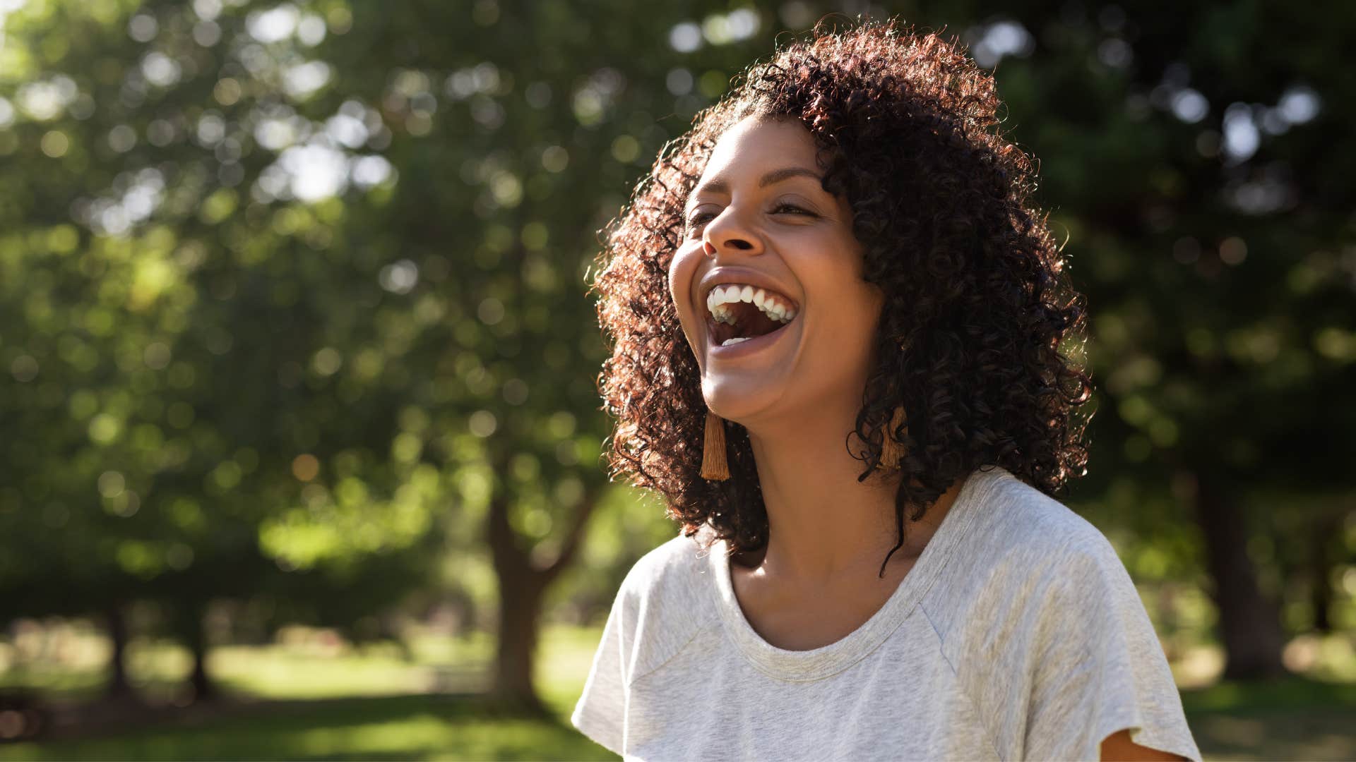 highly intelligent woman laughing