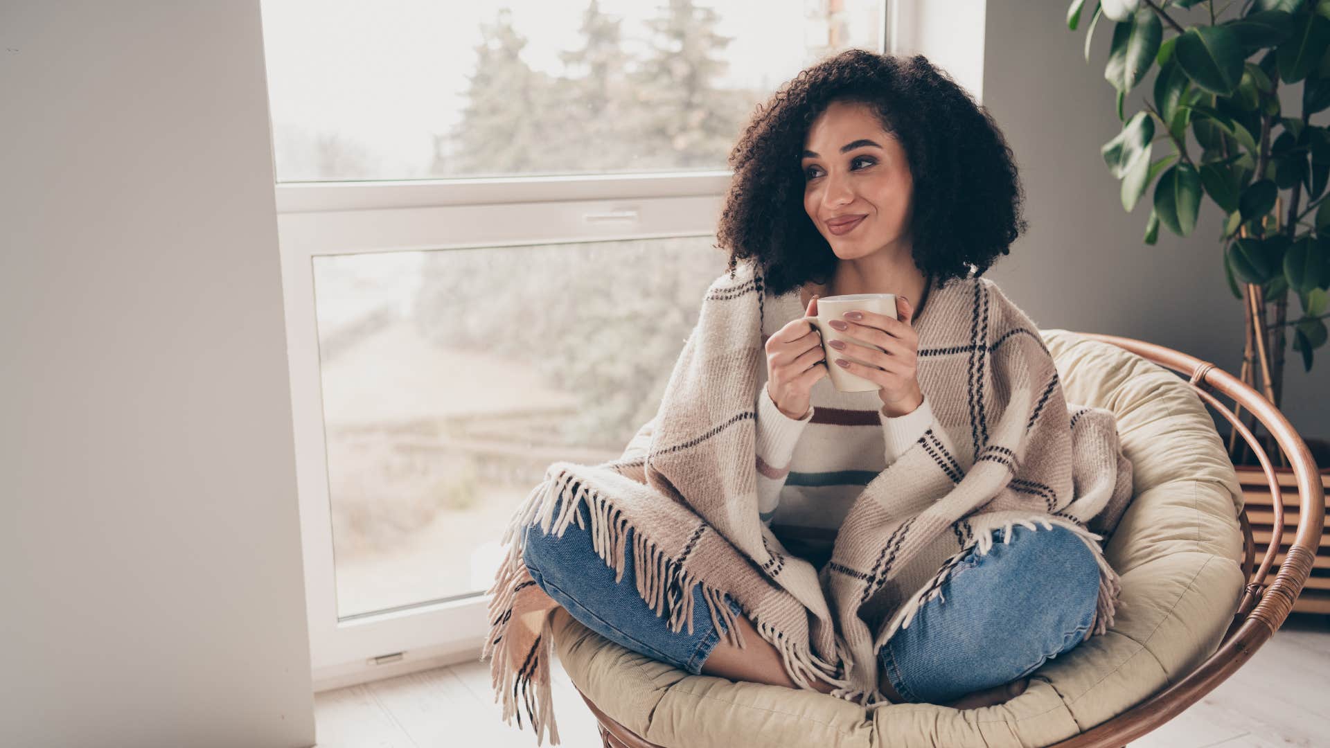 type B woman recharging her energy in solitude at home