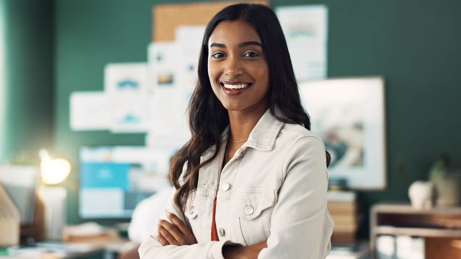 independent woman at work feeling confident