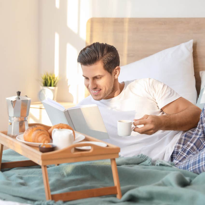 man who is productive every morning as he reads