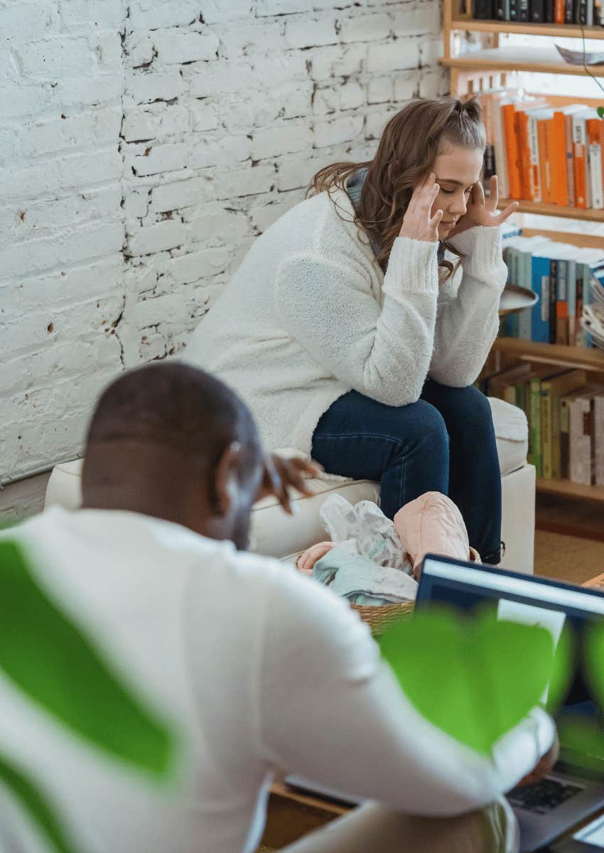 unhappy couple frustrated with each other
