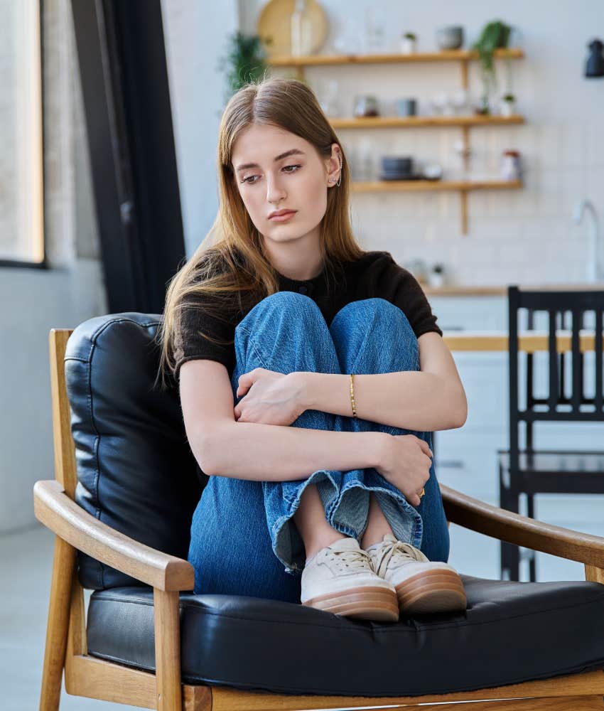 stressed young adult woman