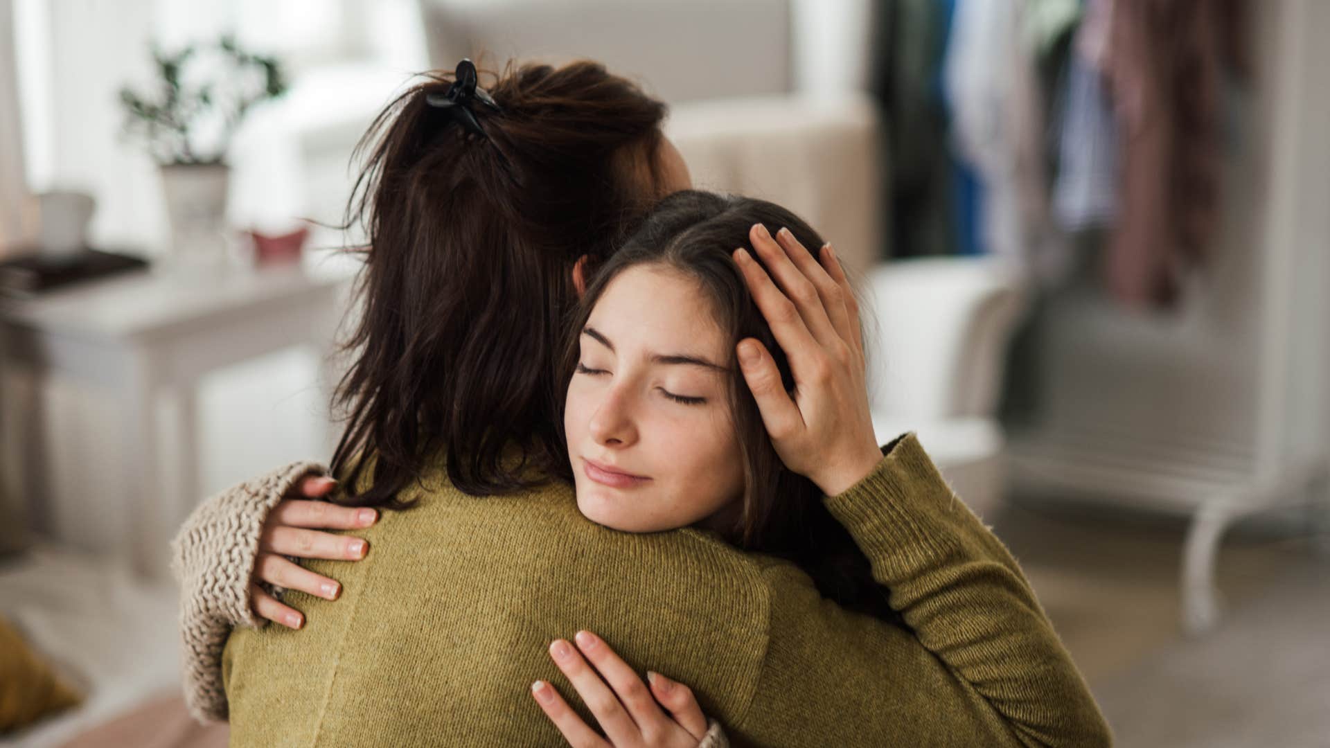 mom comforting daughter as she turns every conflict into a therapy session