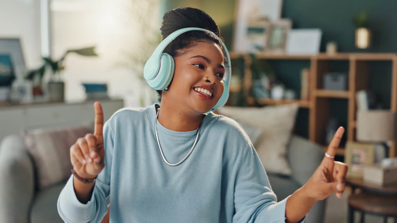 woman listening to music