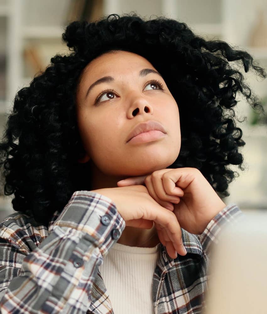 Thoughtful person wonders what to do showing help to move on