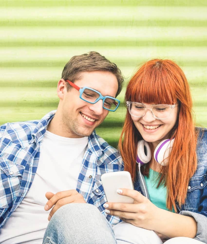 Wife sending texts with her husband whom she loves 