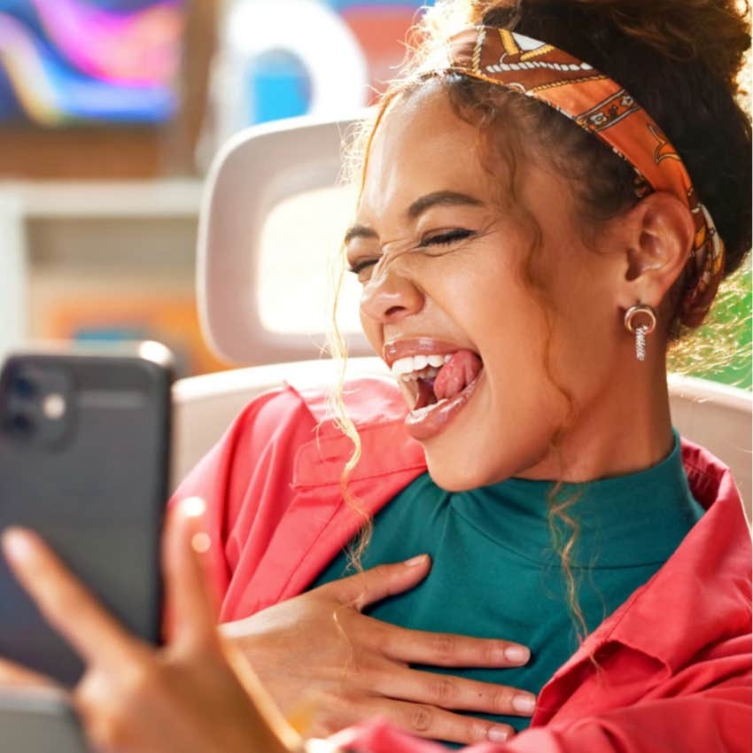 Woman who knows her value being silly taking a selfie