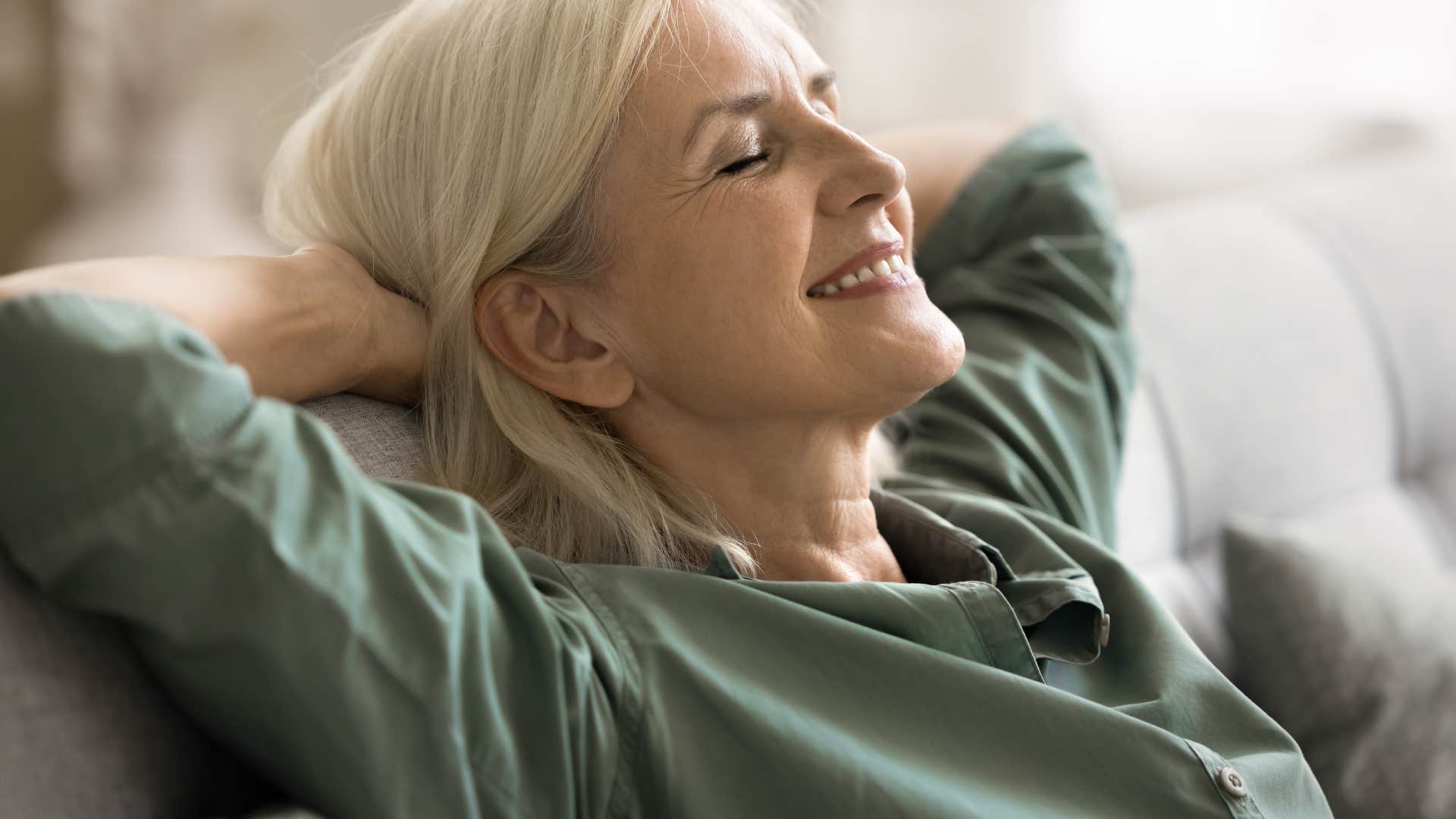 older woman enjoying her own company