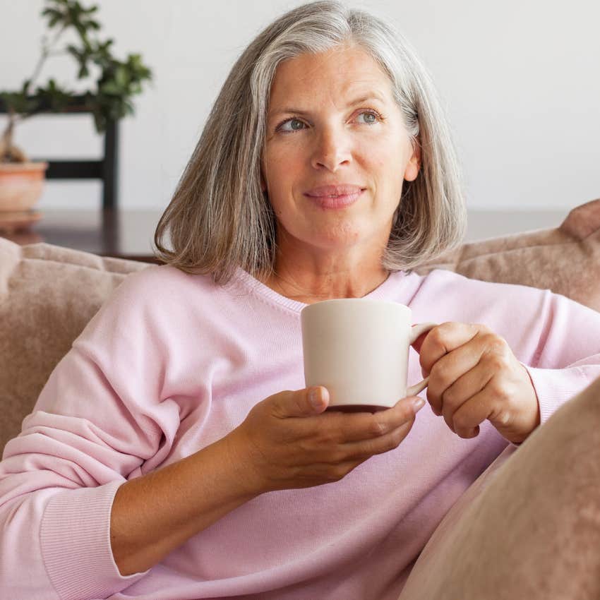 woman wearing leggings at home because they're comfortable