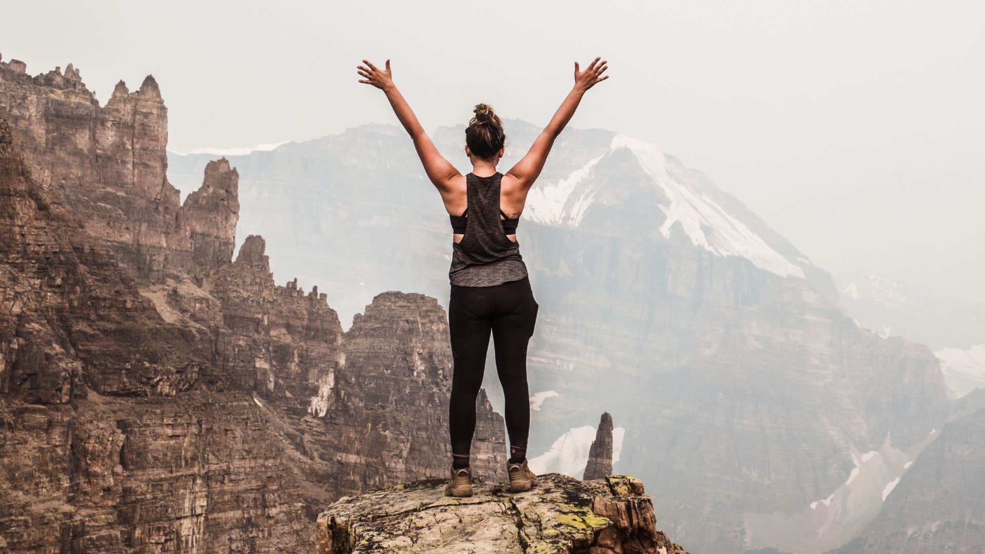successful woman on a hike