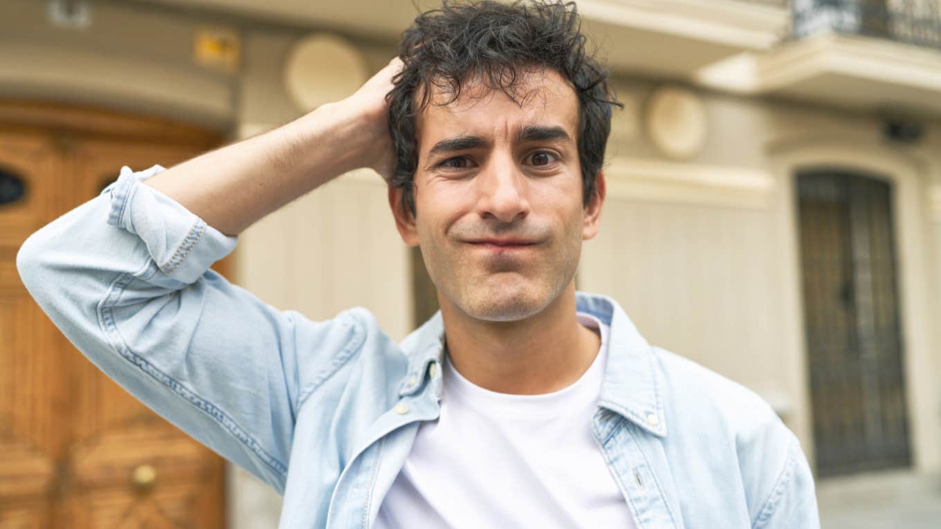 chronically lying man caught looking stunned