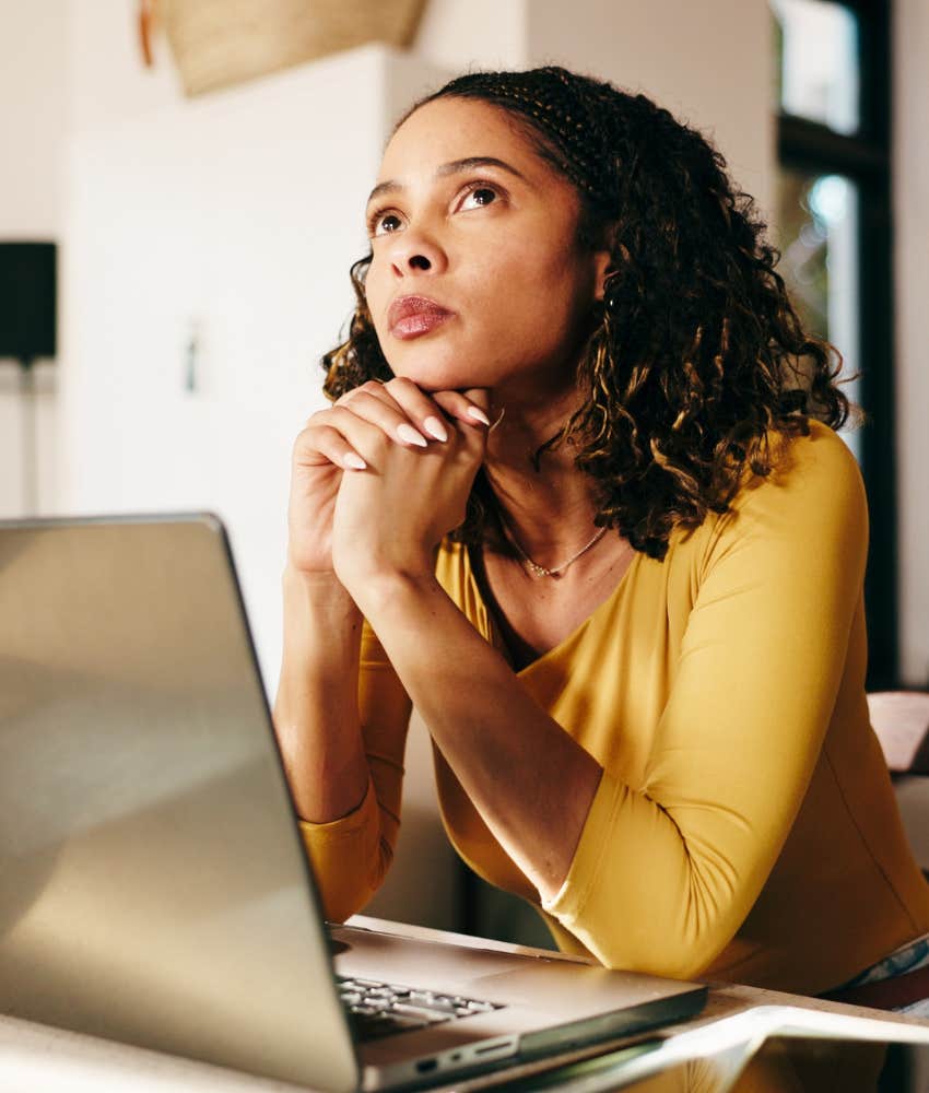 Thoughtful person wonders what they want showing life is about to get good