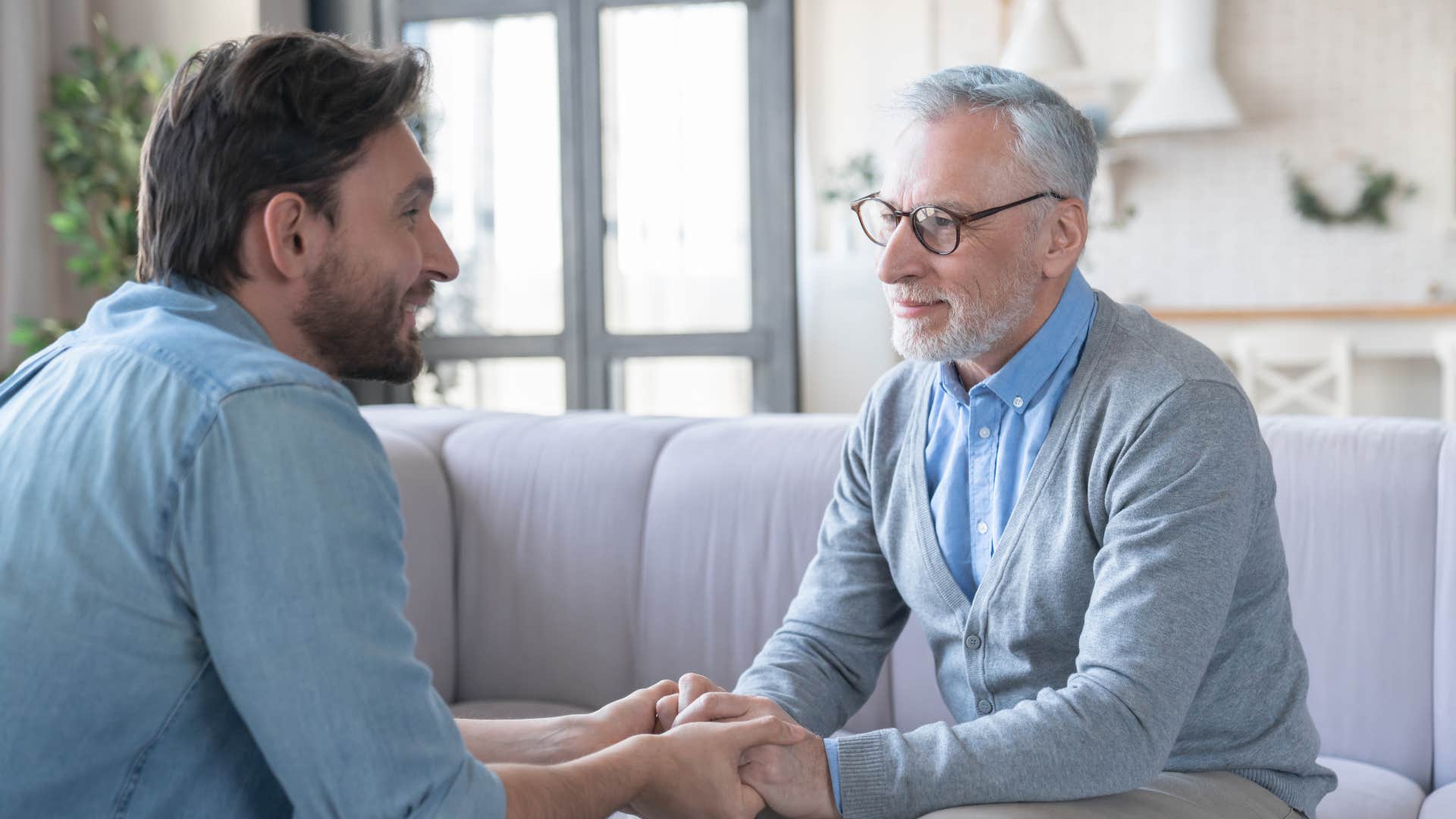 concerned father telling adult son we're always here for you