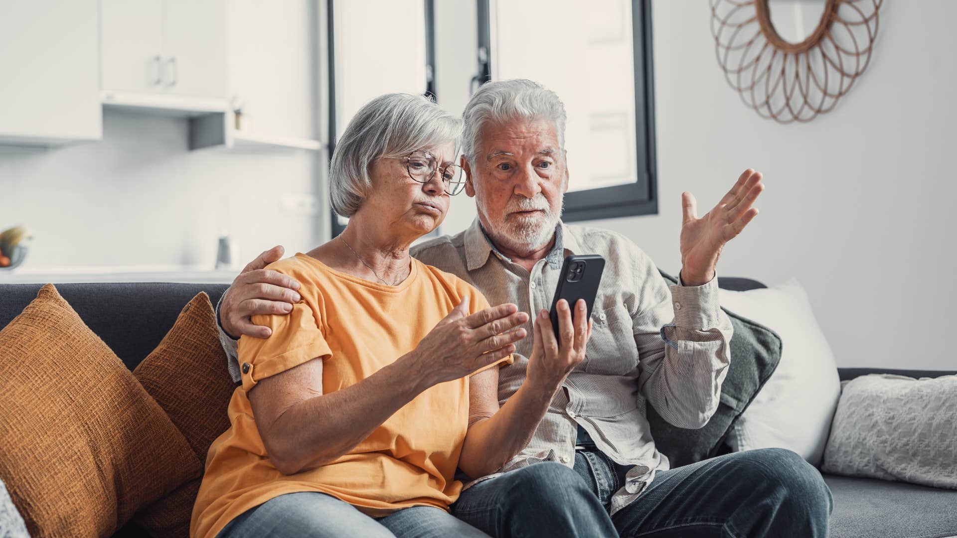 older couple on facetime with adult kids checking in