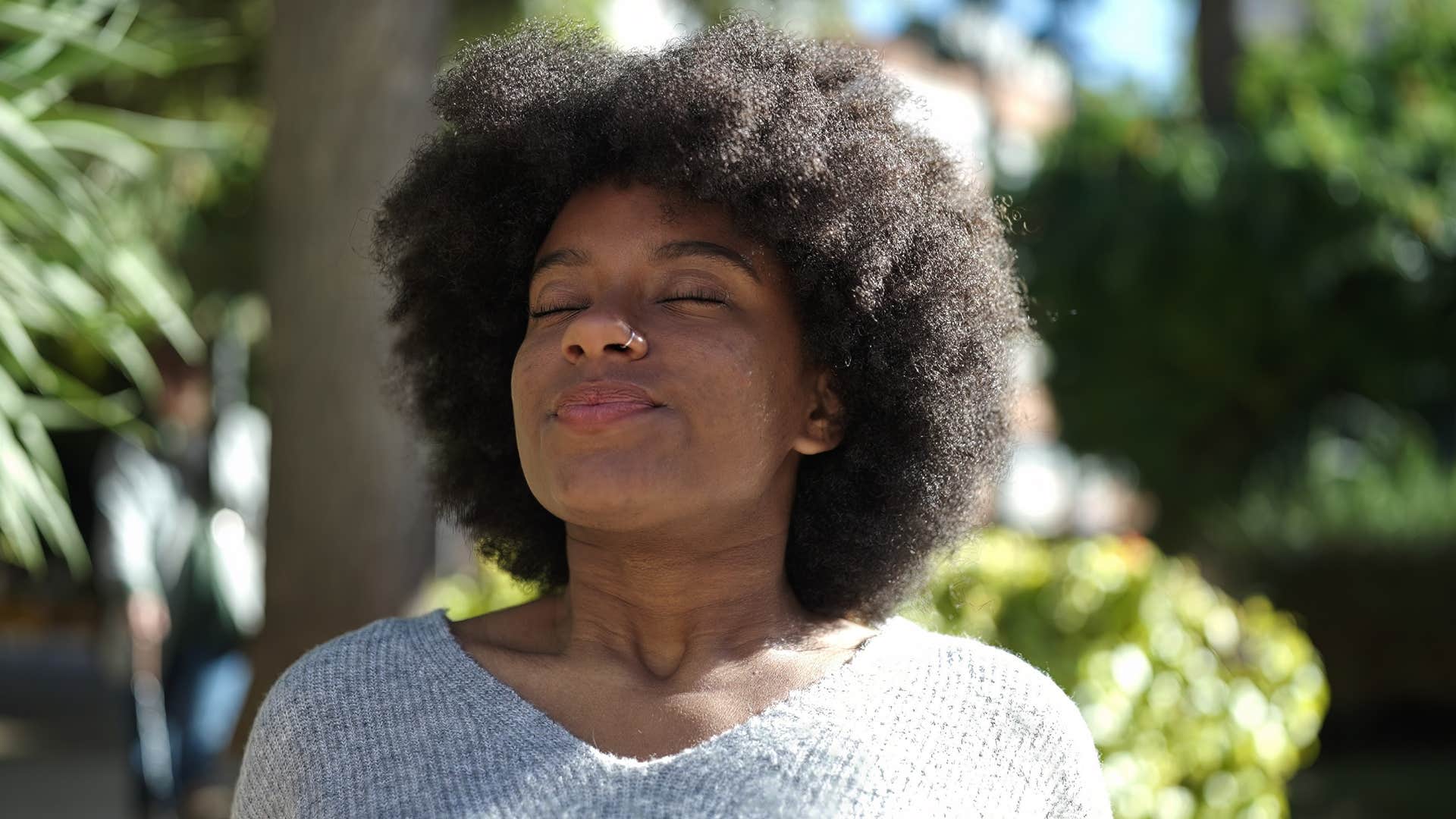 Focused person uses breath to stabilize and heal