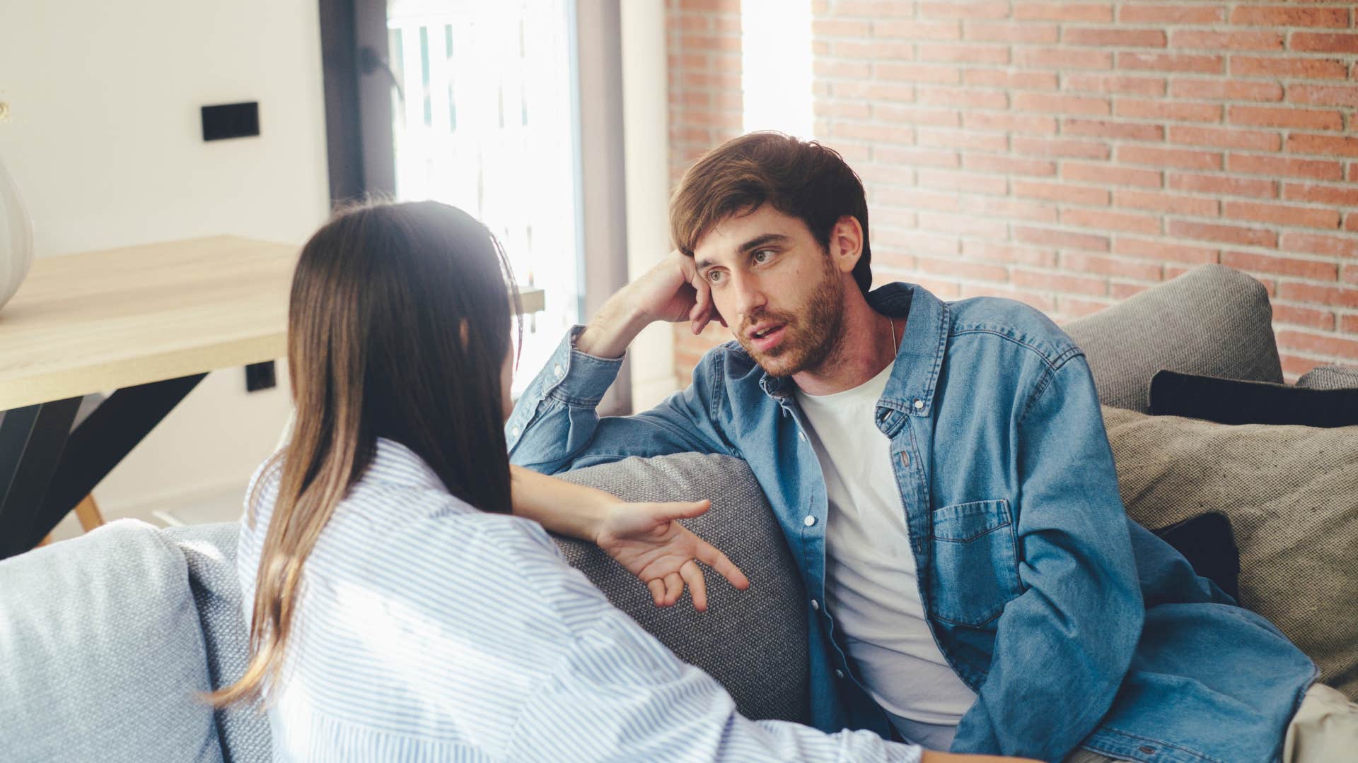 man listening to partner talk