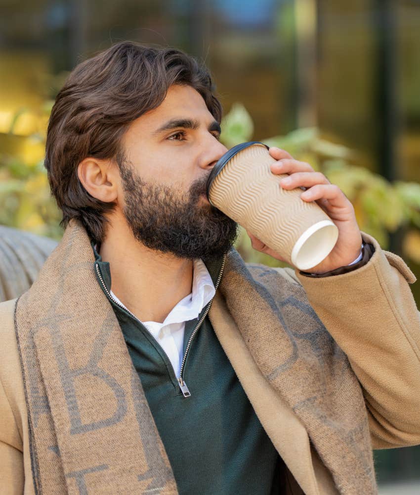 millennial man splurging on coffee not worth it anymore