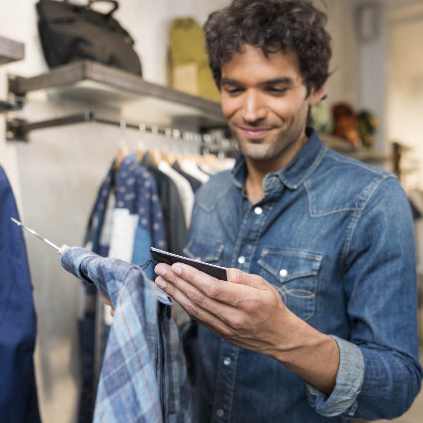 man about to spend money shopping for outfits for a specific occasion