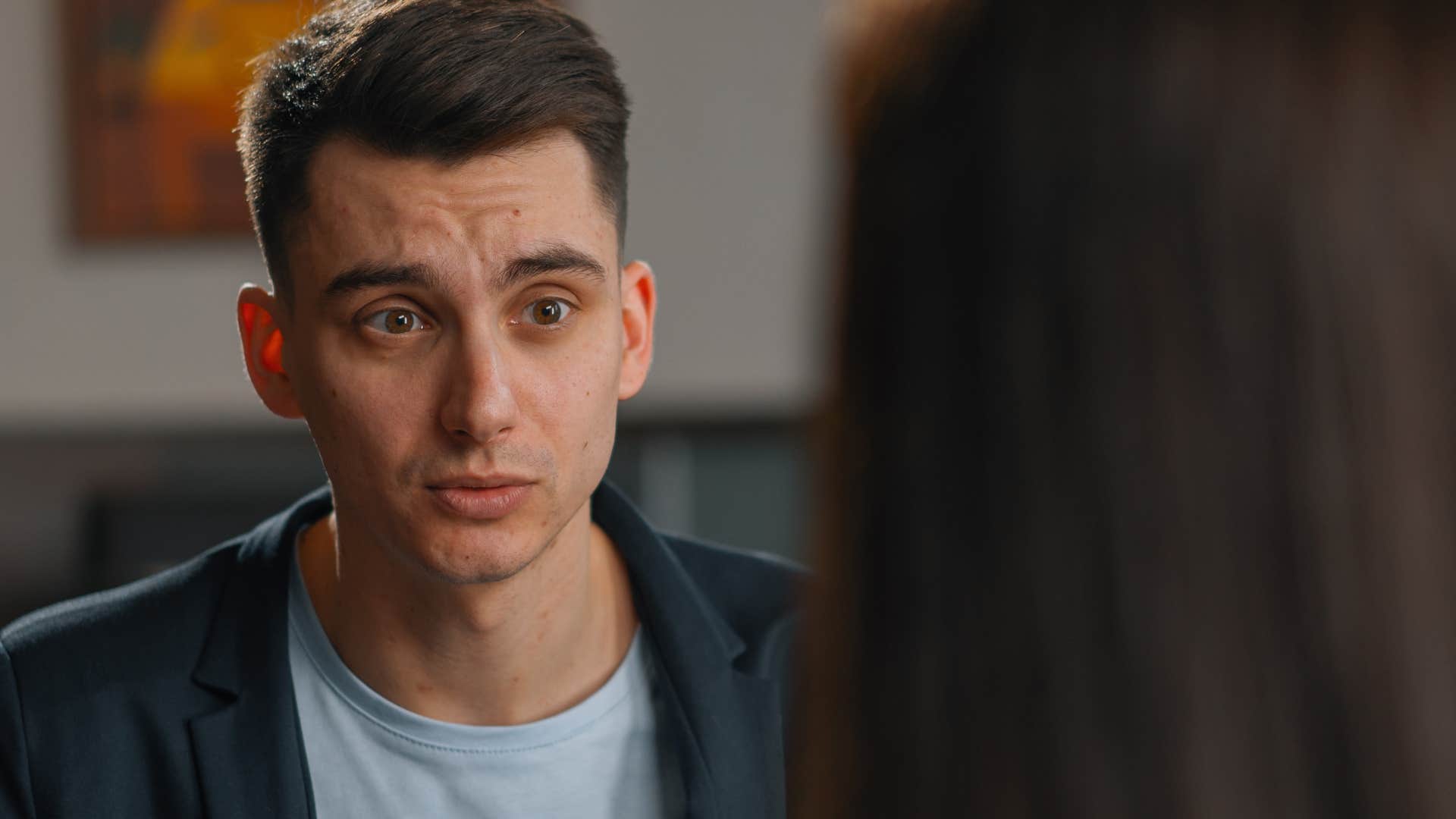 condescending man asking wife can we be logical about this