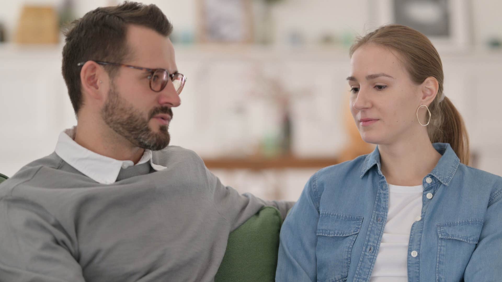 condescending man pressuring wife saying you just need to do this