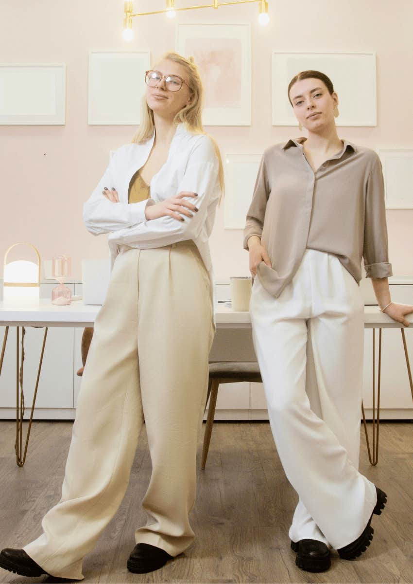 confident female friends standing toegther