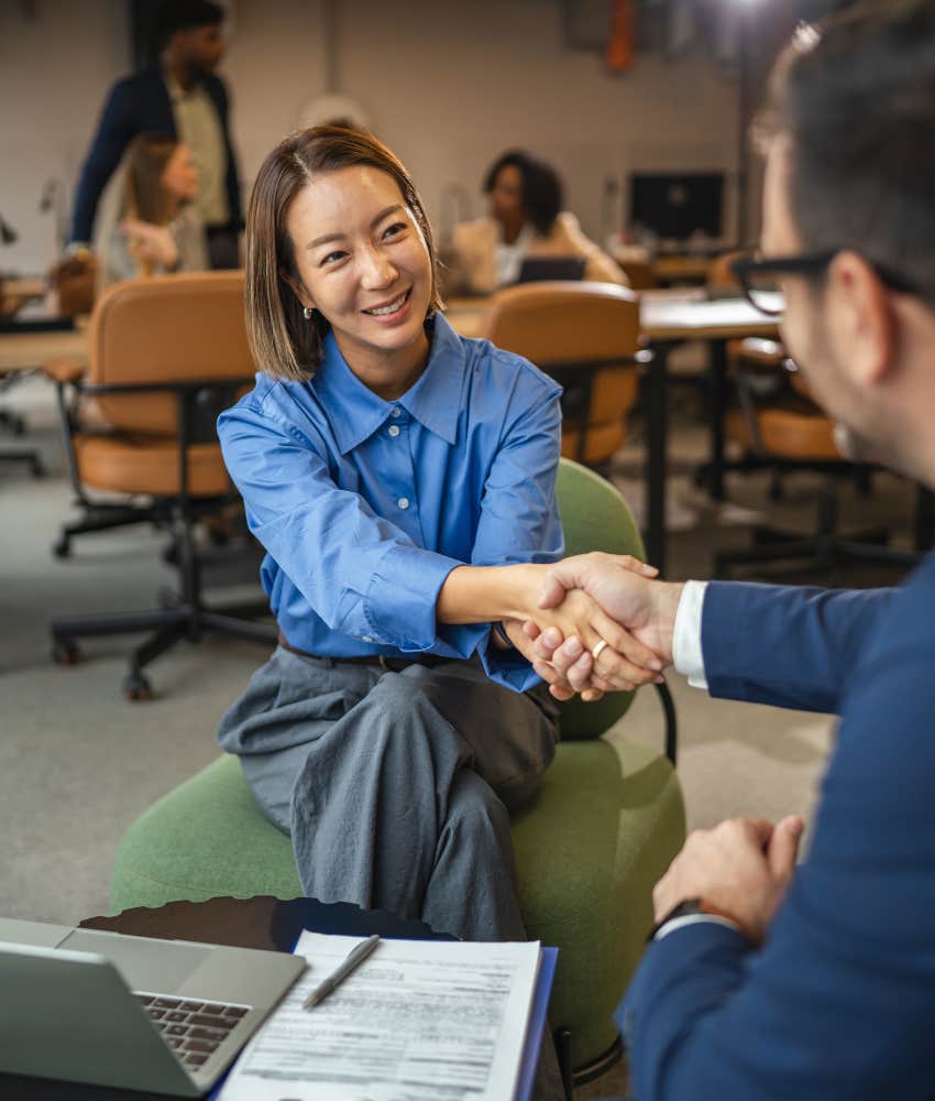 Woman talking about past mistakes during an interview shows growth and maturity