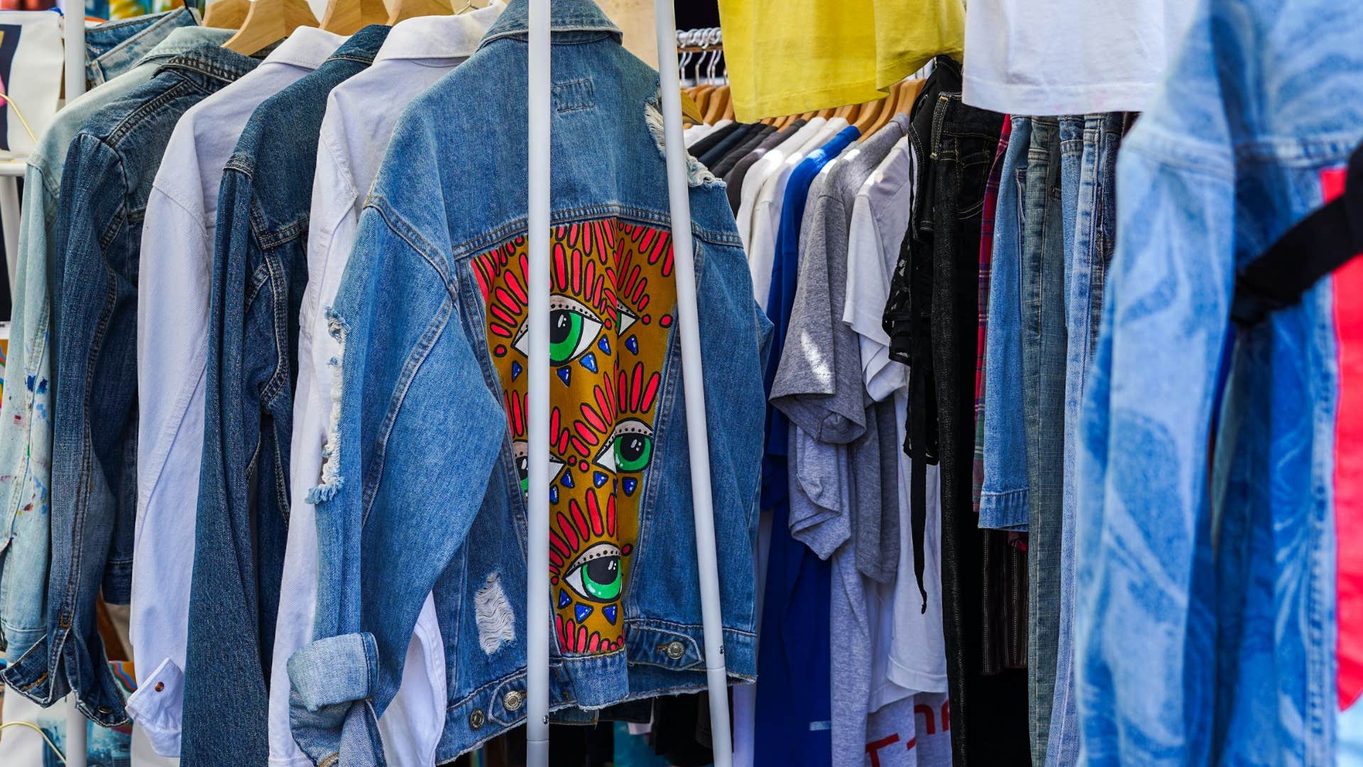 Custom denim jacket shwoing way to repurpose clothes