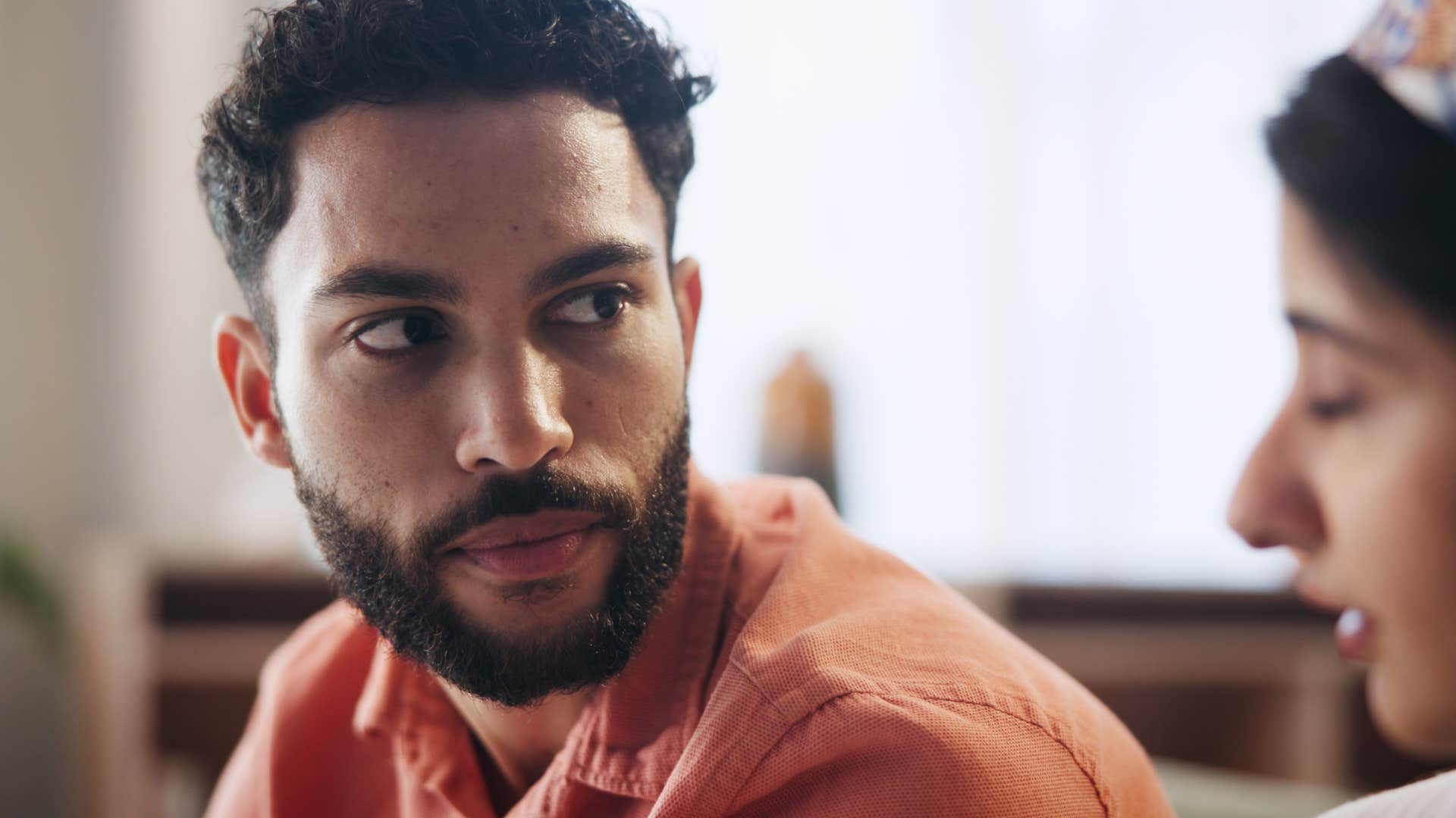 man in conversation with rude woman saying I'll walk away before my manners fail me