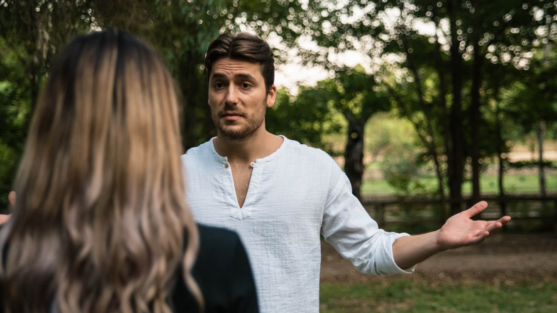 man lacking empathy while screaming at woman