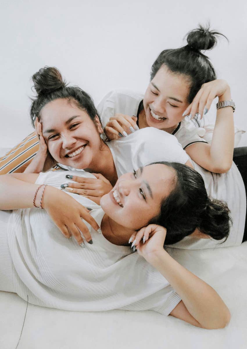 group of friends laughing together