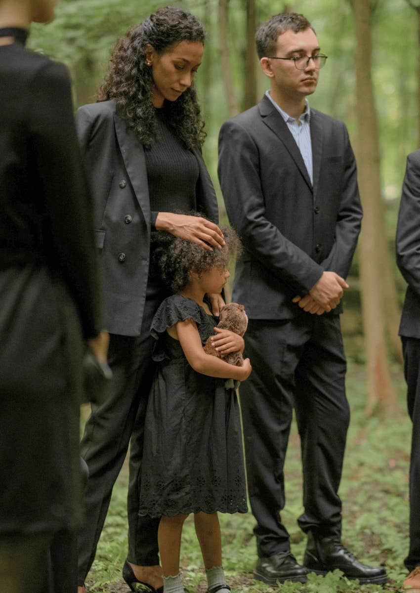 group gathering at a funeral