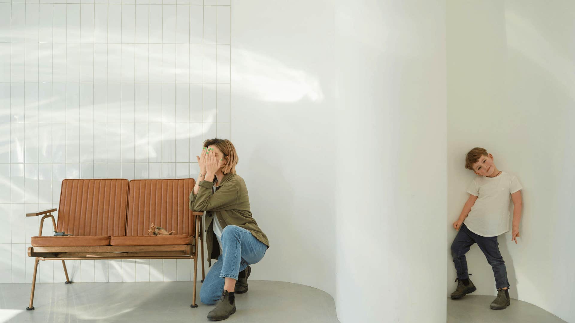 happy parent giving herself a timeout