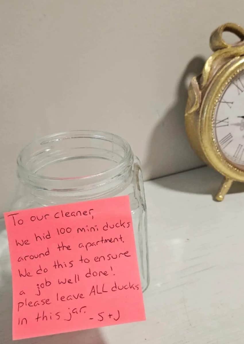 note homeowner left about mini duck test