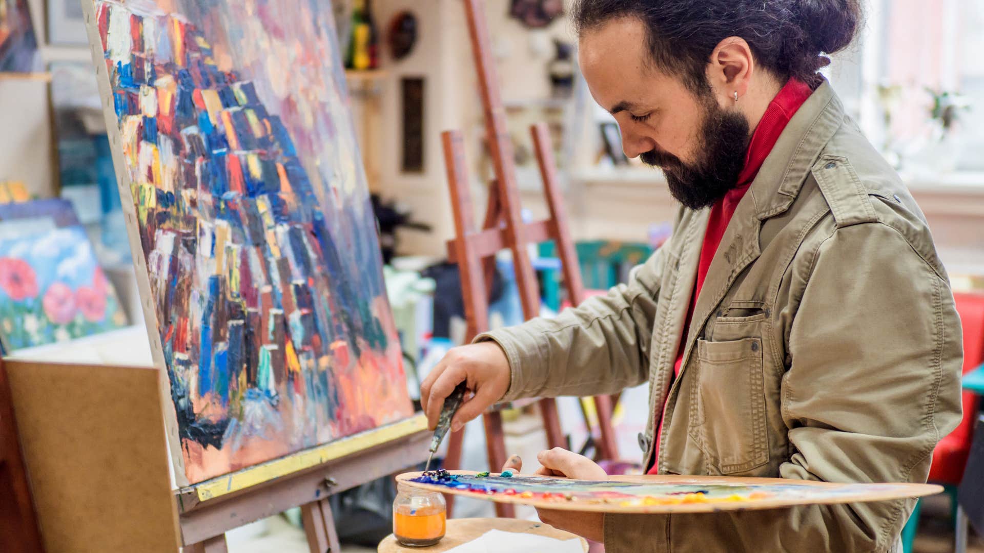 man who is a great catch creating art