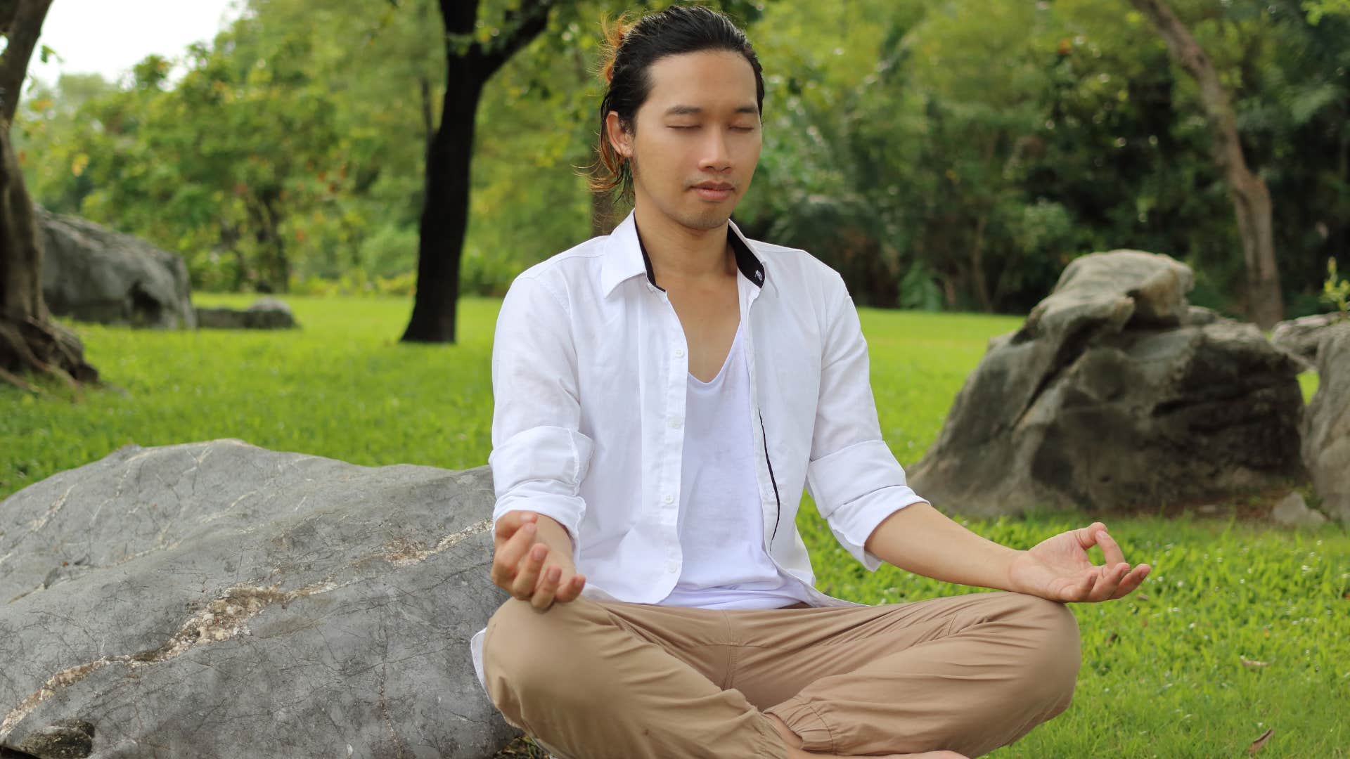 man who is a great catch meditating 