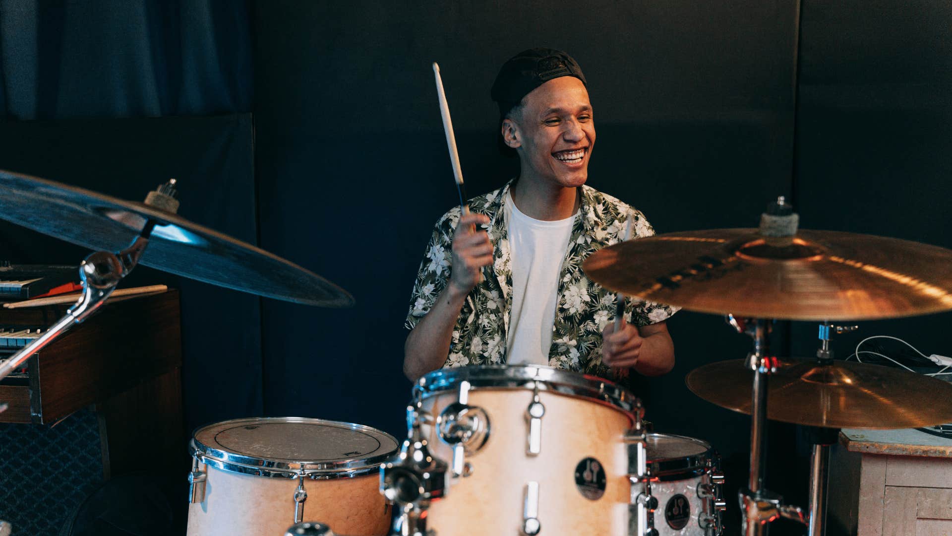 man who is a great catch playing musical instruments 