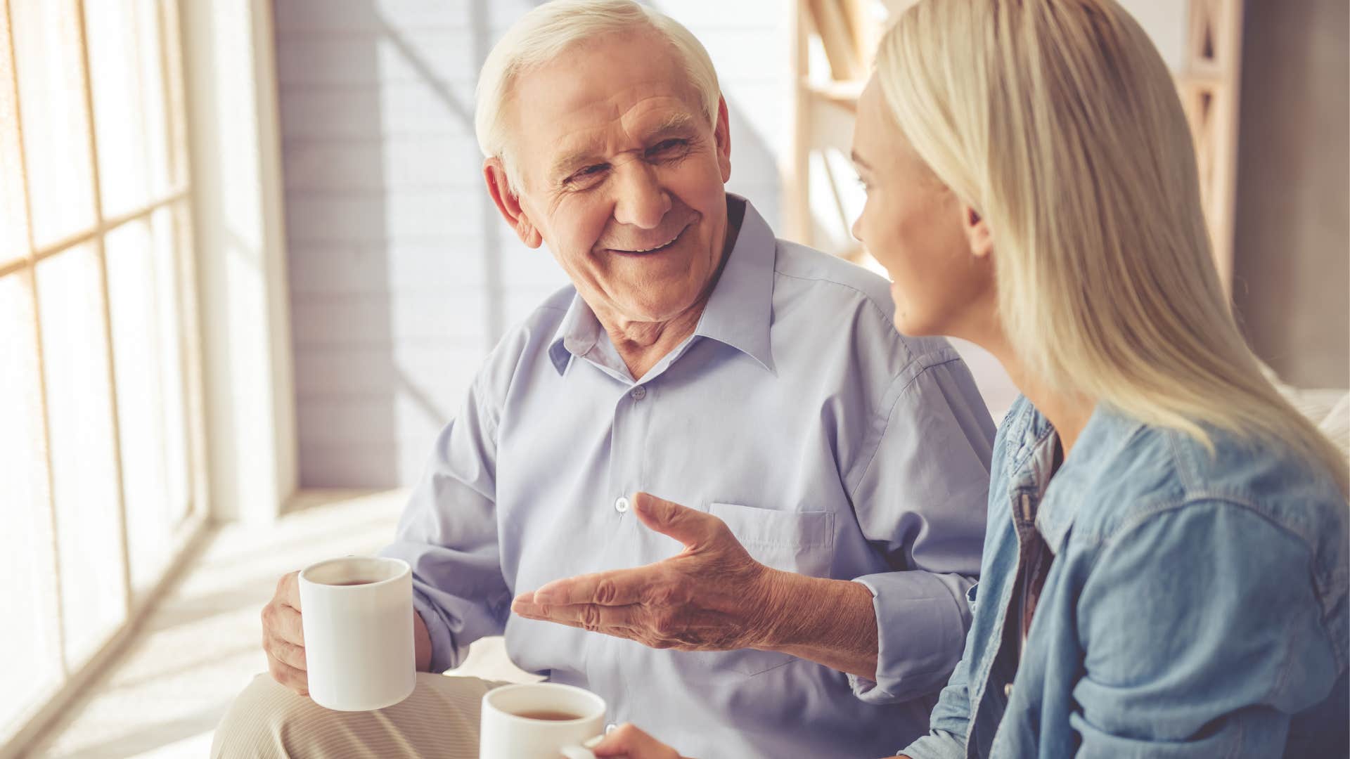 man with storytelling skills talking to his grandchild