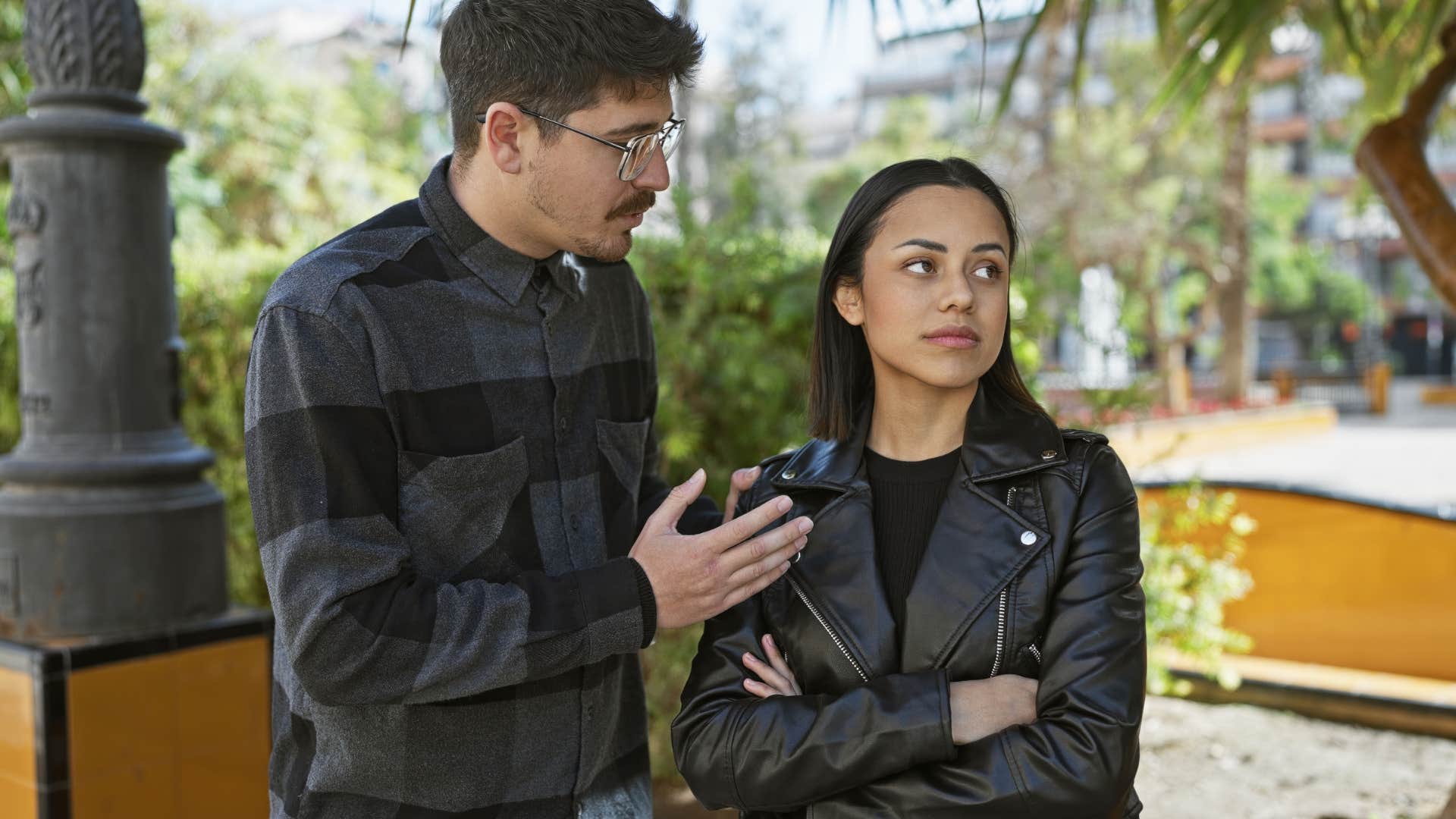 upset woman saying this conversation is over to her partner in argument