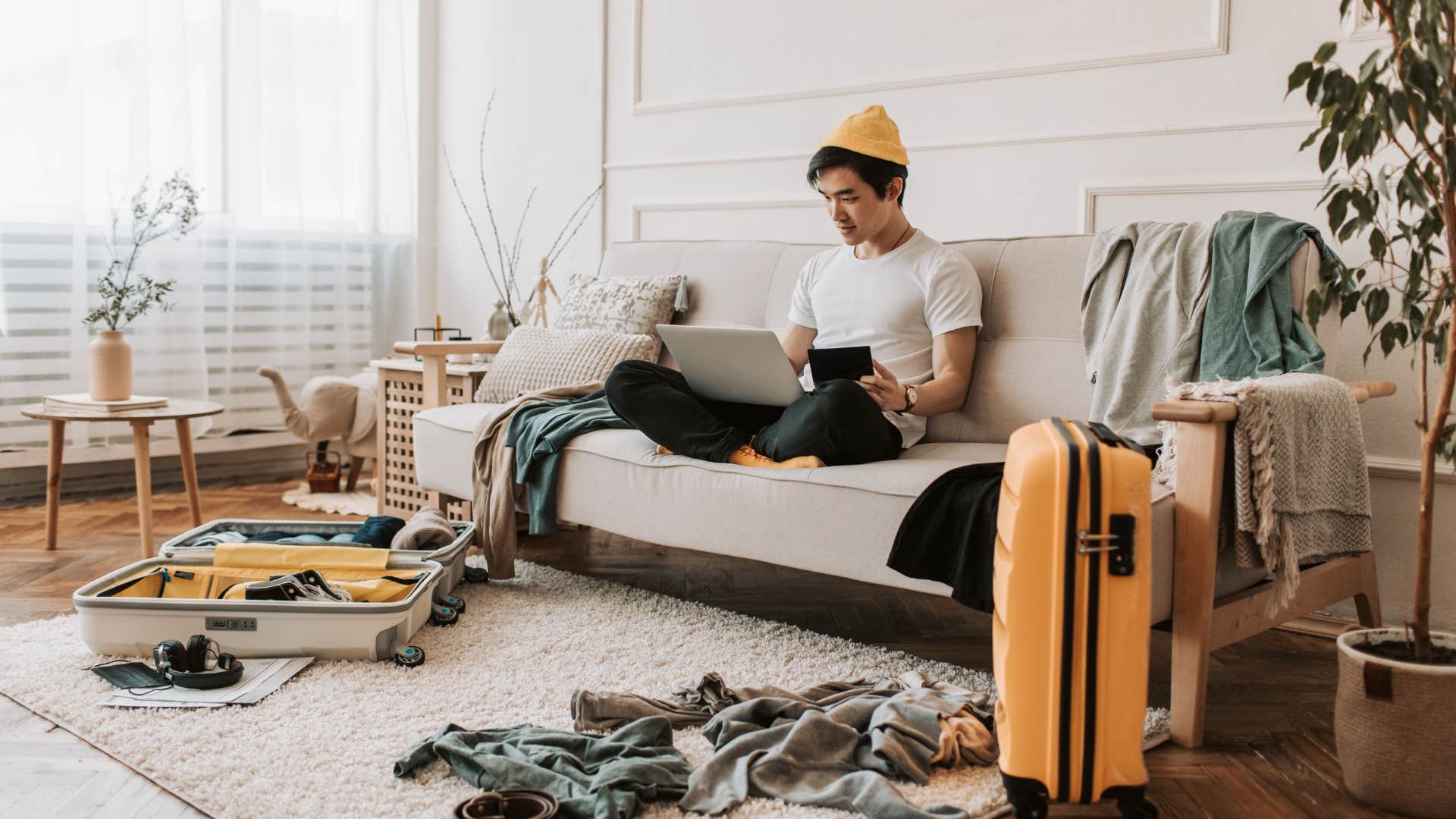man with a laziness problem annoying by having to clean up their mess