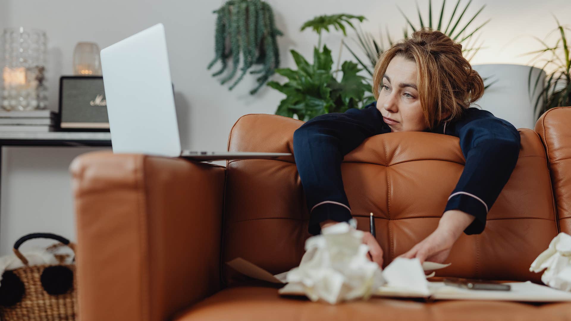 woman with a laziness problem annoyed by needing to repeat a task