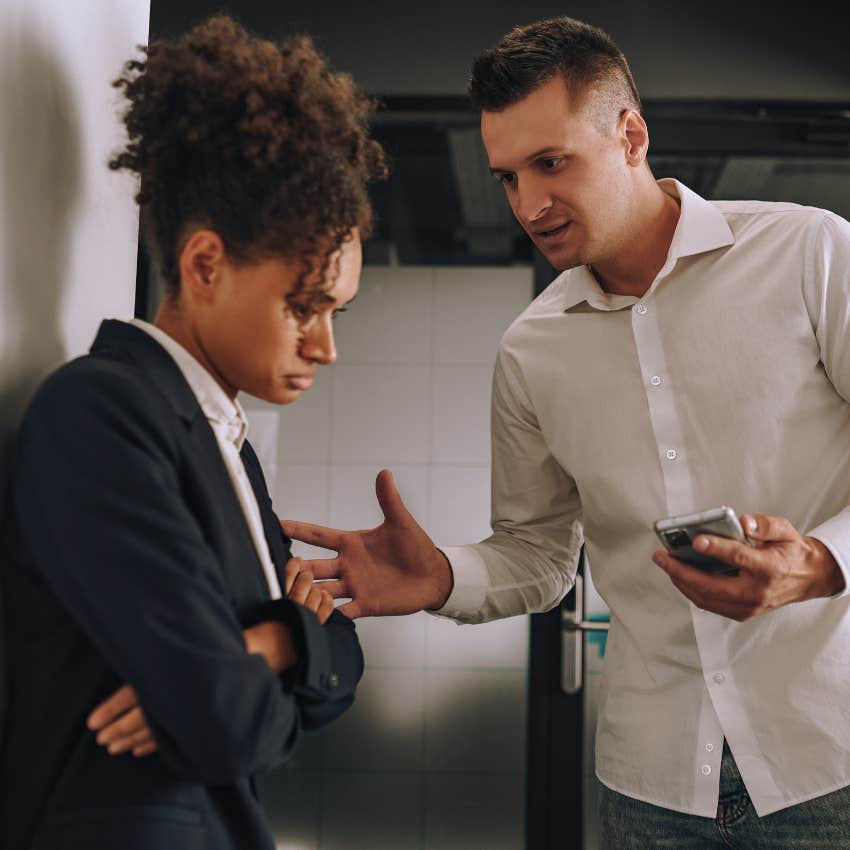 man not taking no for an answer yelling at colleague