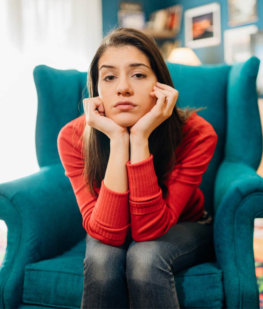 Sad person sits defensively showing loneliness is contagious