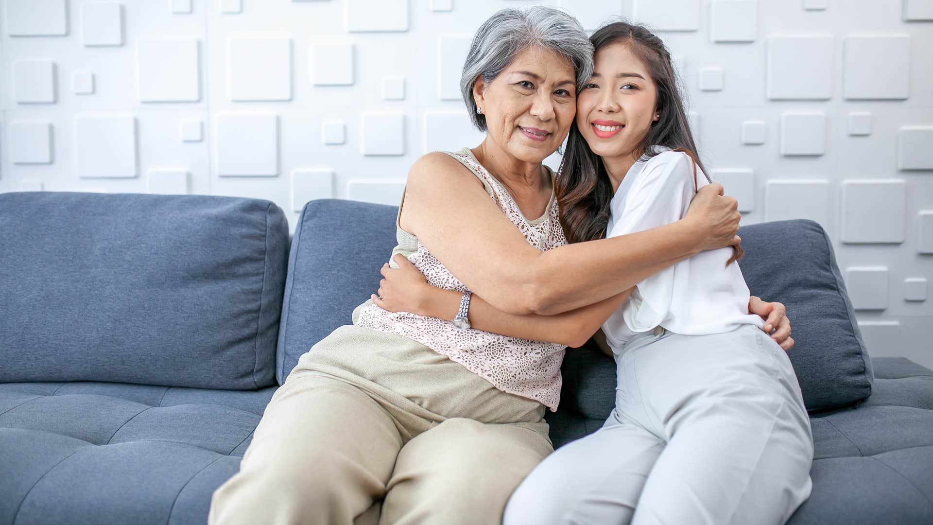 Mother and daughter hug showing unbreakable bond