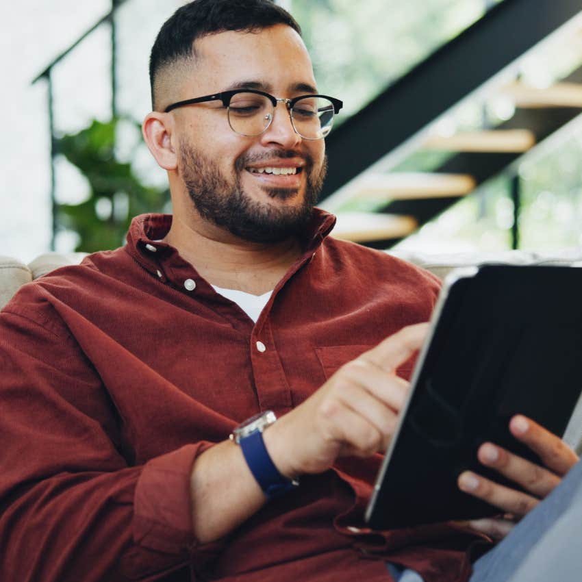 Man who's internally motivated working at home