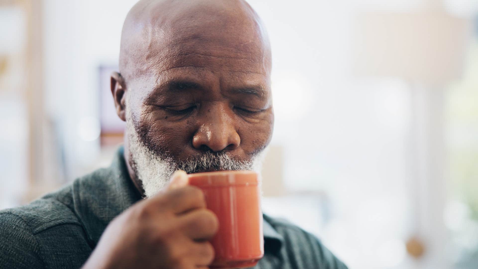 dad staying calm under pressure drinking coffee