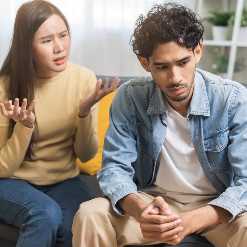 Man who's stopped caring about expressing his concerns with his wife.