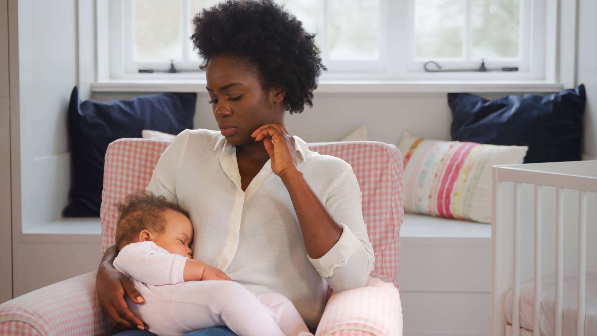 Amazed mother holds beautiful baby showing daughter change you forever